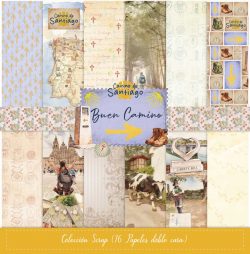 PFY-16348 - Colección 16 Papeles Scrap doble cara 180gr 12''x12'' (Buen Camino) - pack 3 ud.