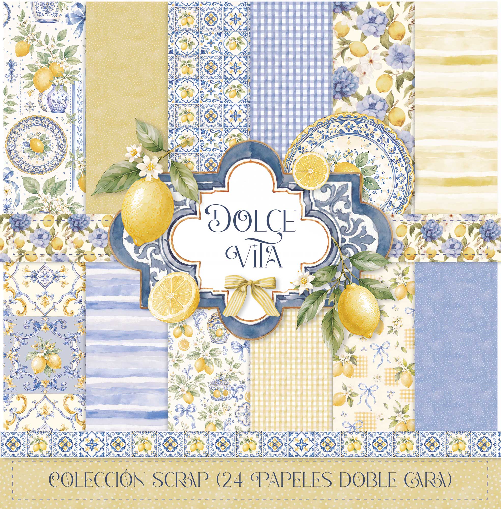 PFY-16433 - Colección 24 Papeles Scrap Mini doble cara 180gr 6"x 6" (Dolce Vita) - pack 3 ud.