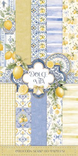 PFY-16434 - Colección 10 Papeles Scrap Una cara 180gr 6"x12" (Dolce Vita) - pack 4 ud.
