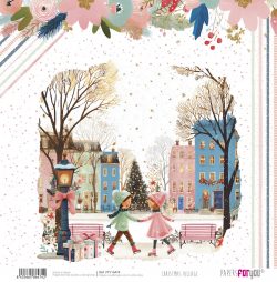 PFY-16474 - Papel Scrap doble cara 180gr 12"x12" Christmas Village - pack 12 ud.