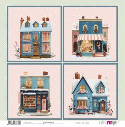 PFY-16476 - Papel Scrap doble cara 180gr 12"x12" Christmas Village - pack 12 ud.