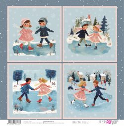 PFY-16477 - Papel Scrap doble cara 180gr 12"x12" Christmas Village - pack 12 ud.