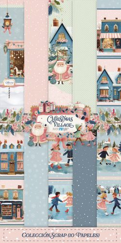 PFY-16488 - Colección 10 Papeles Scrap Una cara 180gr 6"x12" (Christmas Village) - pack 4 ud.