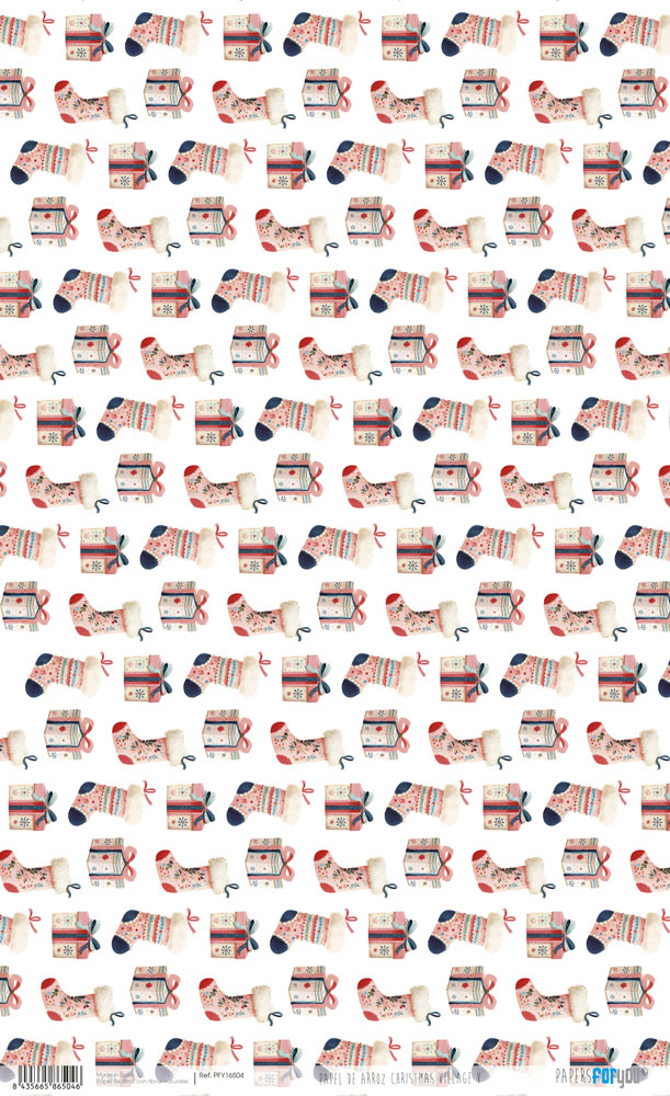 PFY-16504 - Papel Arroz 54x33cm 25-30 gr. (Christmas Village V) - pack 6 ud.