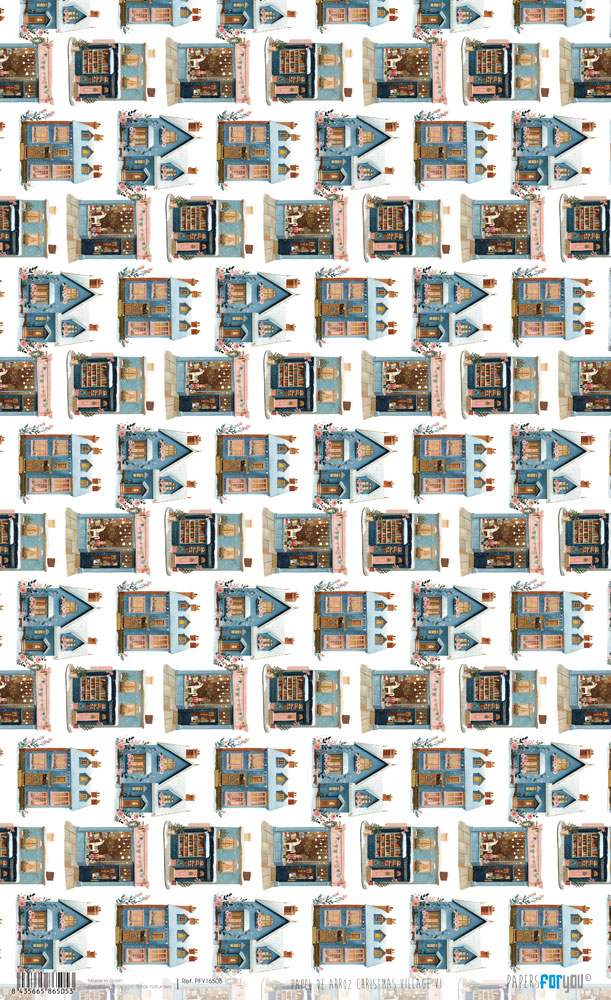 PFY-16505 - Papel Arroz 54x33cm 25-30 gr. (Christmas Village VI) - pack 6 ud.