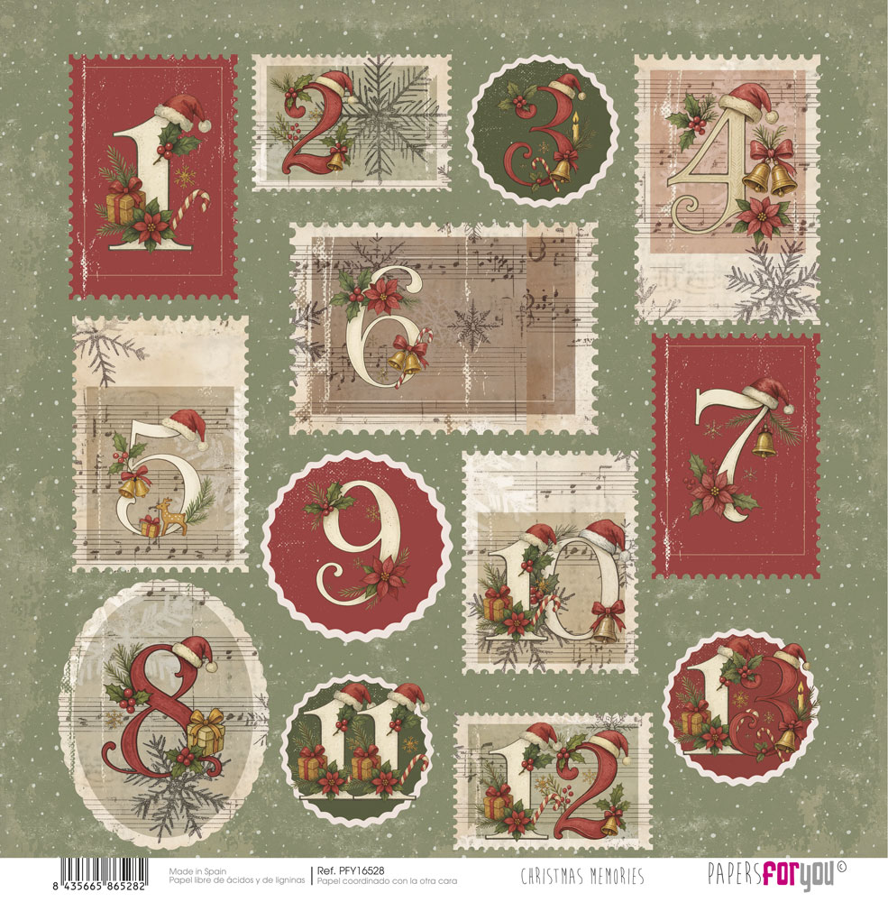 PFY-16528 - Papel Scrap doble cara 180gr 12"x12" (Christmas Memories) - pack 12 ud.
