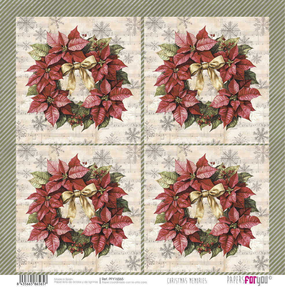 PFY-16565 - Papel Scrap doble cara 180gr 12"x12" (Christmas Memories) - pack 12 ud.